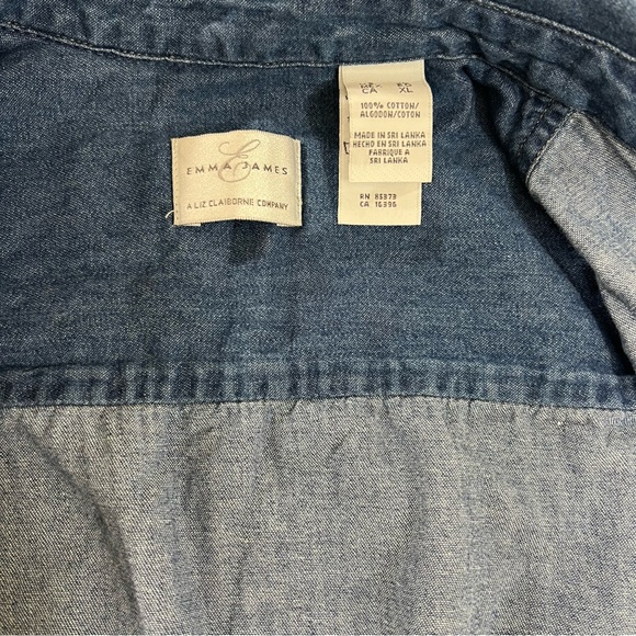 Emma James Vintage 90’ Spirit Sleeveless Denim Shirt Frontal Pockets Size XL - Picture 8 of 9